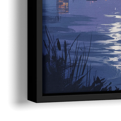Science World at Night - Close-Up Black Frame Canvas