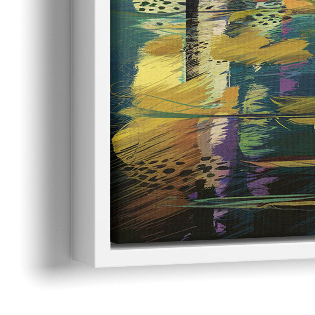 Riverside Downtown Skyline - Close-Up White Frame Canvas