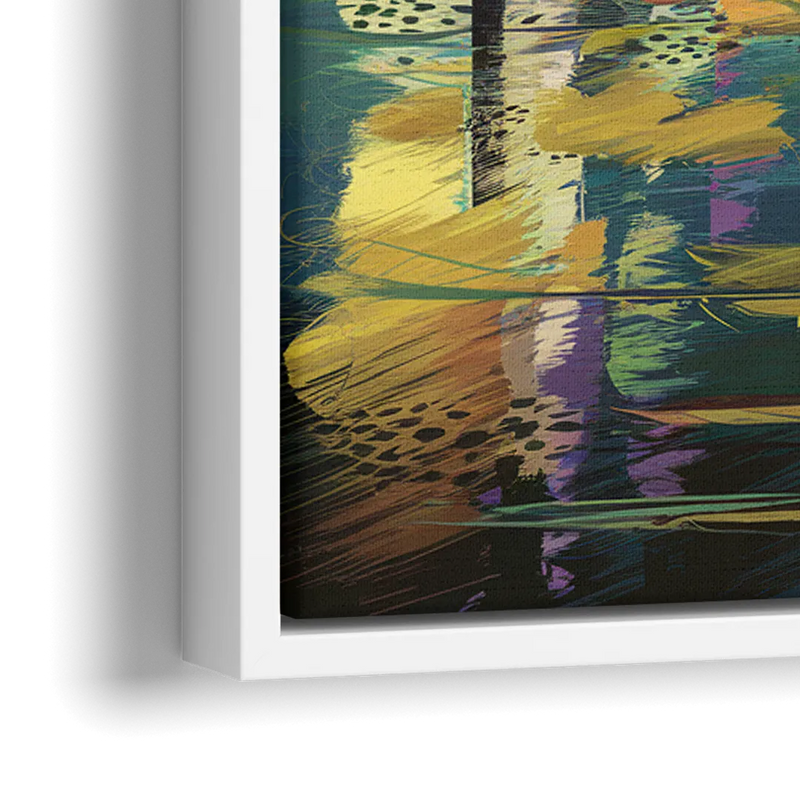 Riverside Downtown Skyline - Close-Up White Frame Canvas