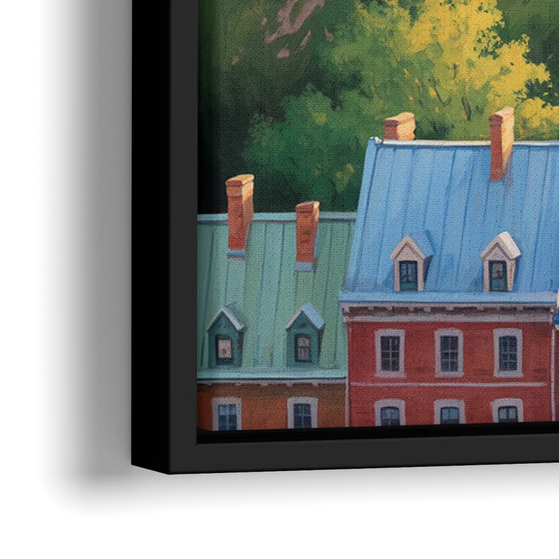 Quebec Fortress Walls - Close-Up Black Frame Canvas