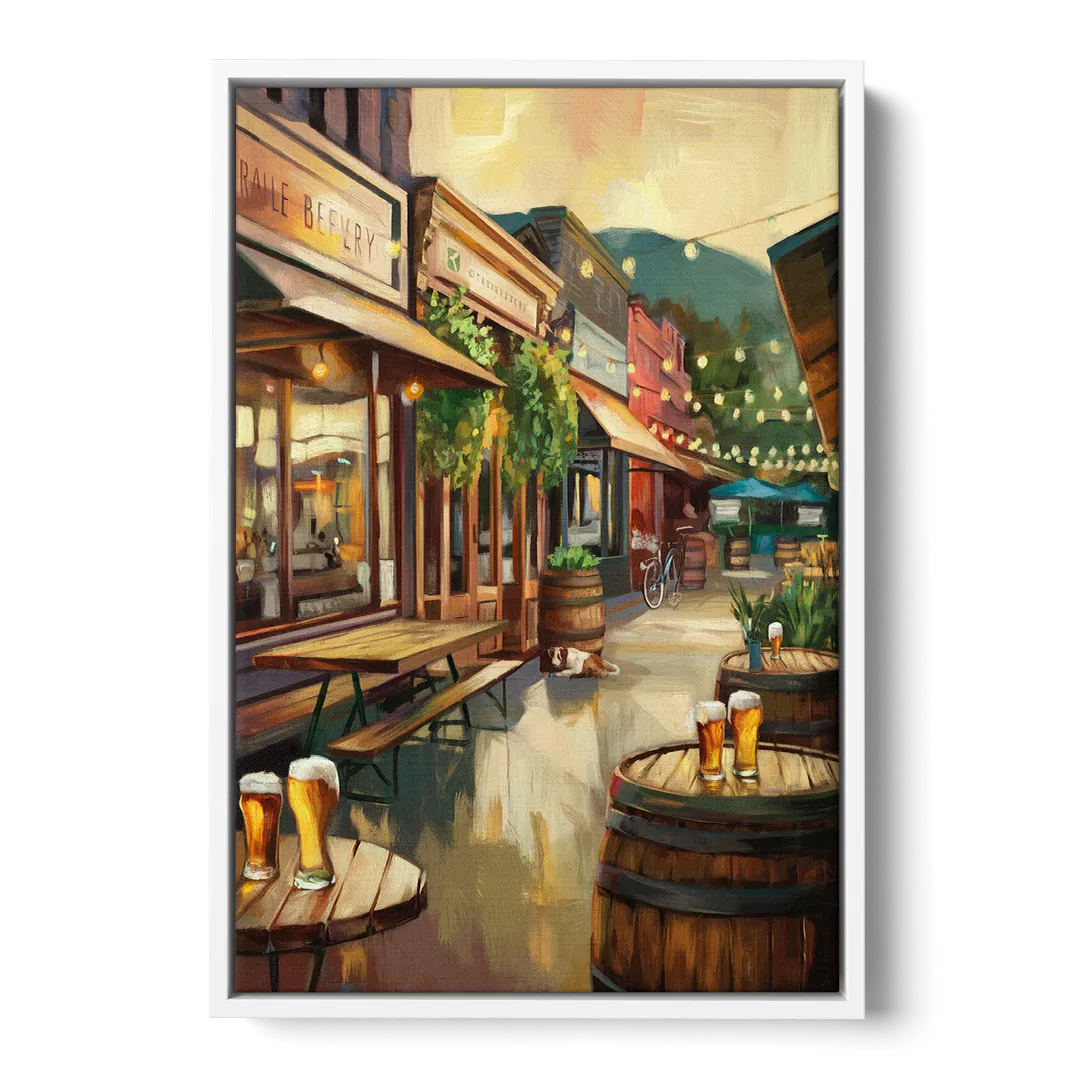 Asheville Local Brewery District - White Frame Canvas