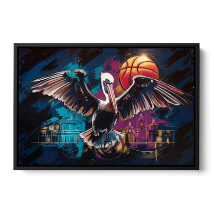 New Orleans Pelicans Basketball Spirit - Black Frame Canvas