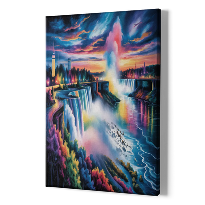 Niagara Falls Light Show - Canvas Print Art Sides