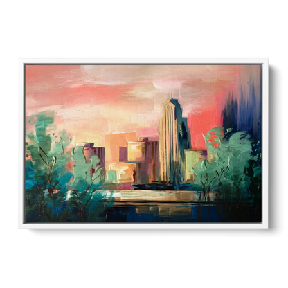 Tulsa Midtown Scenery - White Frame Canvas
