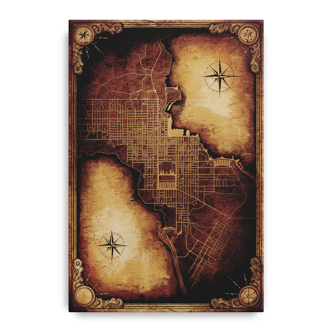 Washington DC Map Vintage - Canvas Wall Art