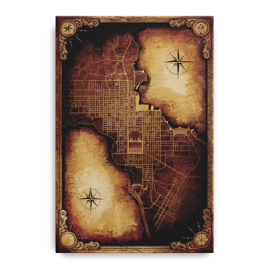 Washington DC Map Vintage - Canvas Wall Art