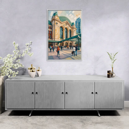 Toronto Union Station - Living Room White Frame Canvas