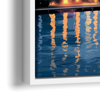 Seattle Nightscape - Close-Up White Frame Canvas