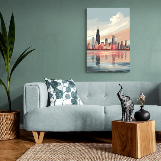 Chicago Skyline from Lake Michigan - Canvas Wall Art Living Room