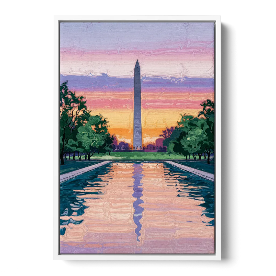 Washington Monument View - White Frame Canvas