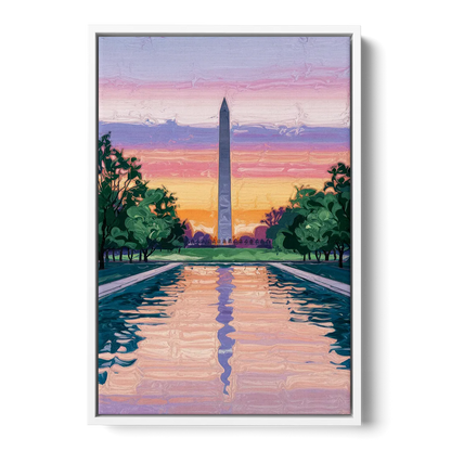 Washington Monument View - White Frame Canvas