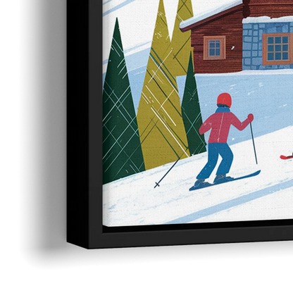 Park City Ski Slopes - Close-Up Black Frame Canvas