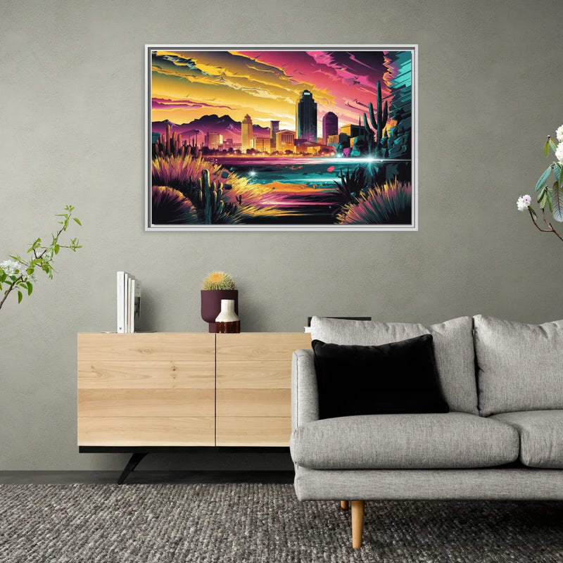 El Paso Scenic Landscape - Living Room White Frame Canvas