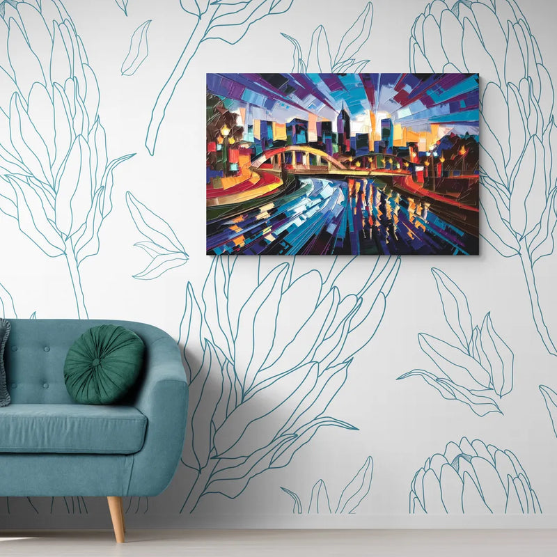Greenville Vibrant Cityscape - Canvas Wall Art Living Room