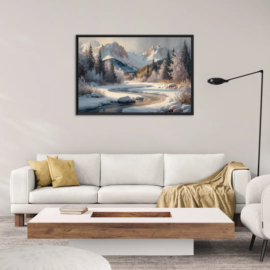 Colorado Springs Winter Wonderland - Living Room Black Frame Canvas