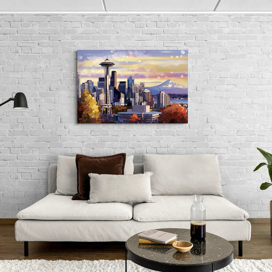 Seattle Iconic Landmarks - Canvas Wall Art Living Room