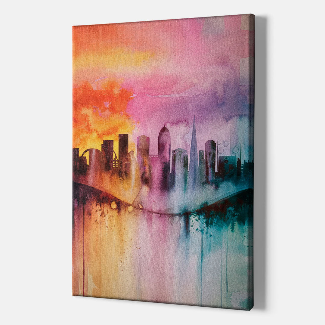Oakland Skyline Sunset - Canvas Wall Art Indoor