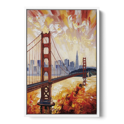San Francisco Skyline Silhouette - White Frame Canvas