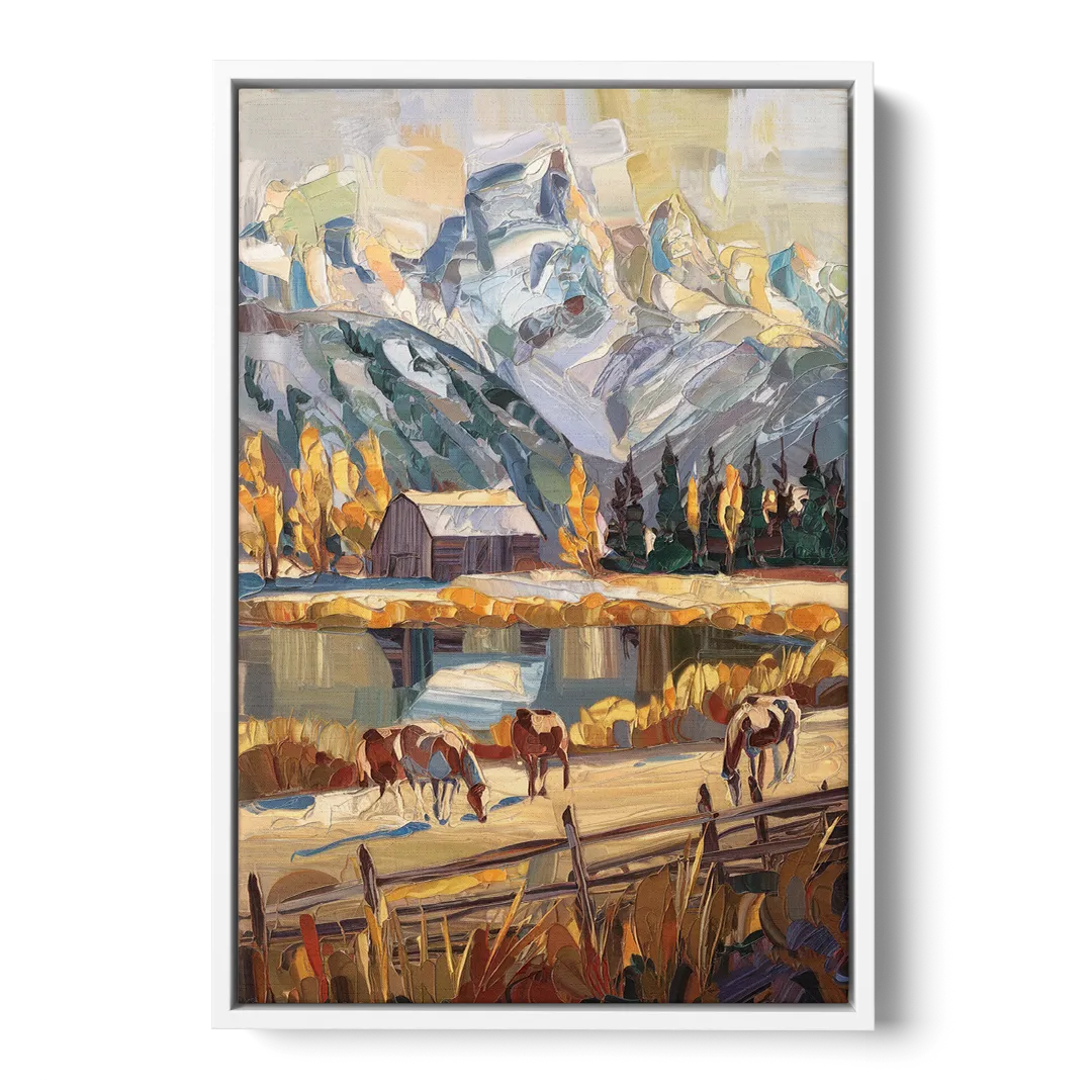 Jackson Hole Rustic Charm - White Frame Canvas
