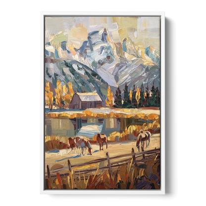 Jackson Hole Rustic Charm - White Frame Canvas