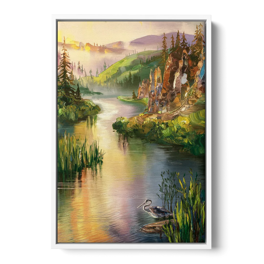 Spokane Scenic River - White Frame Canvas