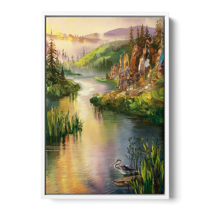 Spokane Scenic River - White Frame Canvas