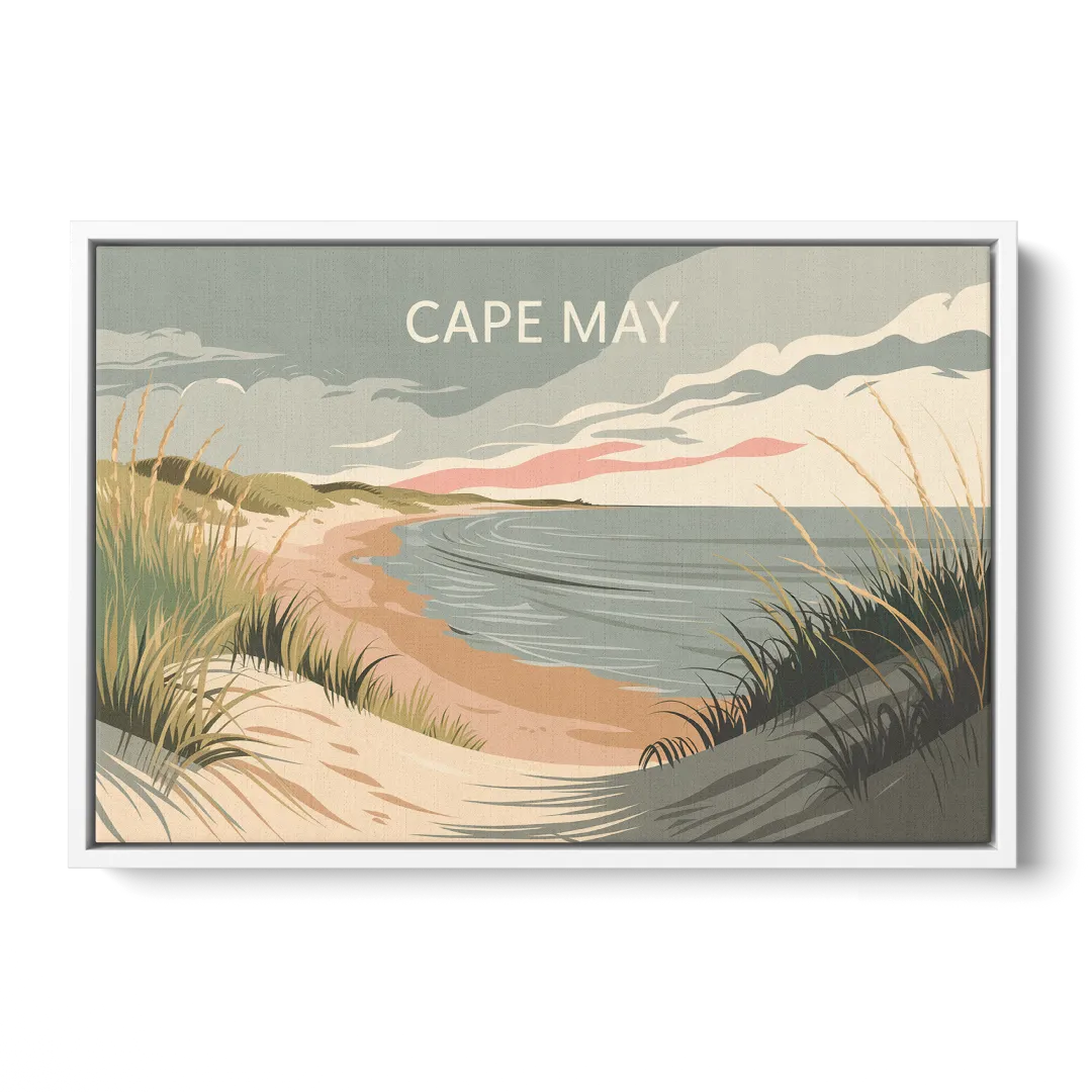 Cape May Ocean Breeze - White Frame Canvas