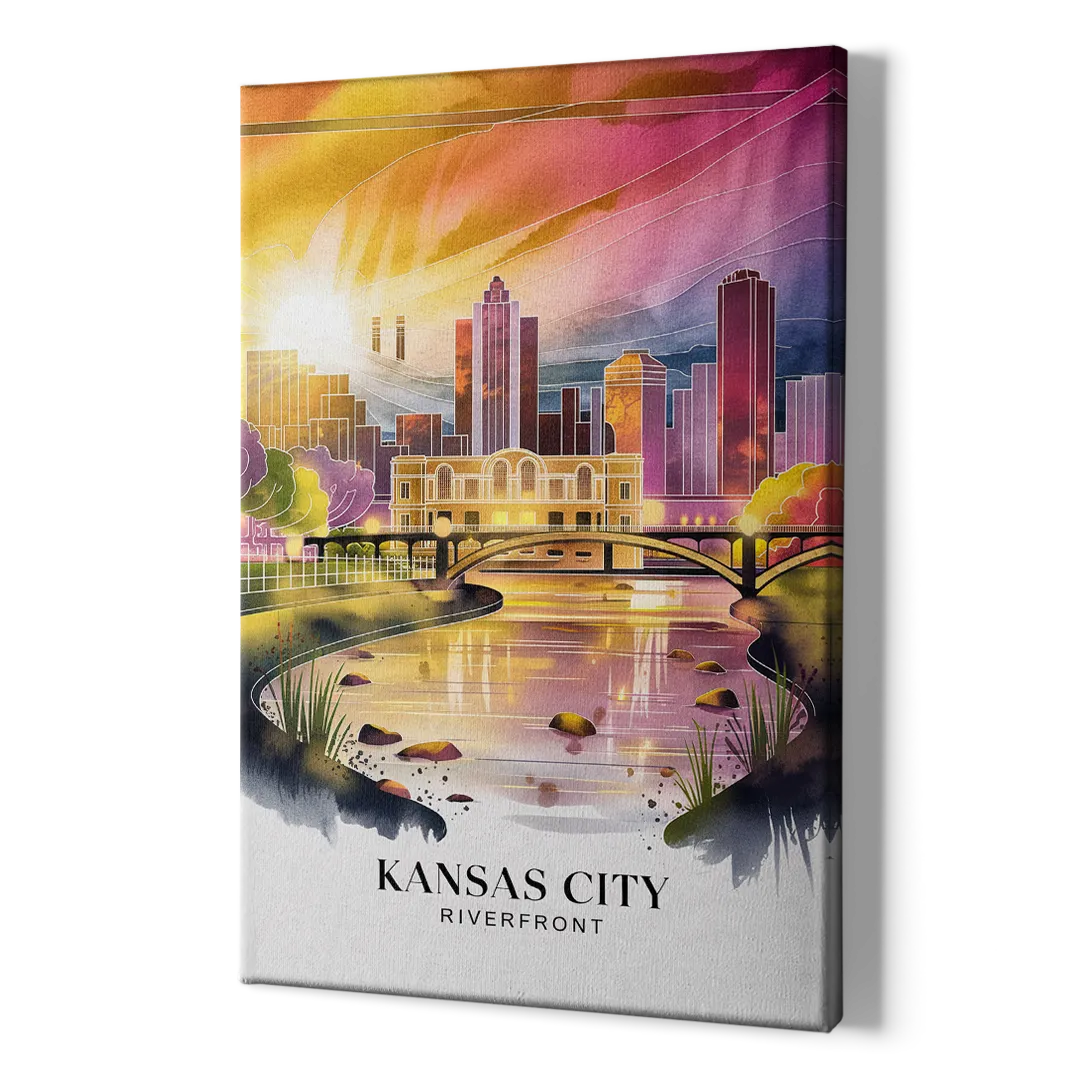 Kansas City Scenic Riverfront - Canvas Print Art Sides