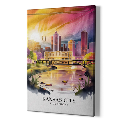 Kansas City Scenic Riverfront - Canvas Print Art Sides