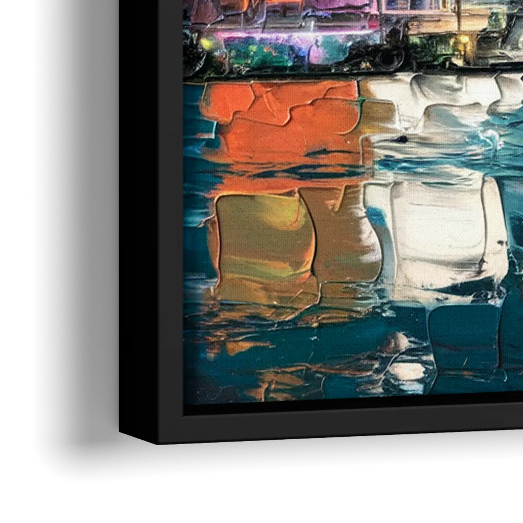 Miami Iconic Skyline - Close-Up Black Frame Canvas