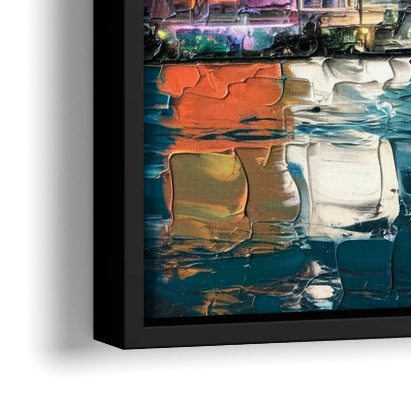 Miami Iconic Skyline - Close-Up Black Frame Canvas