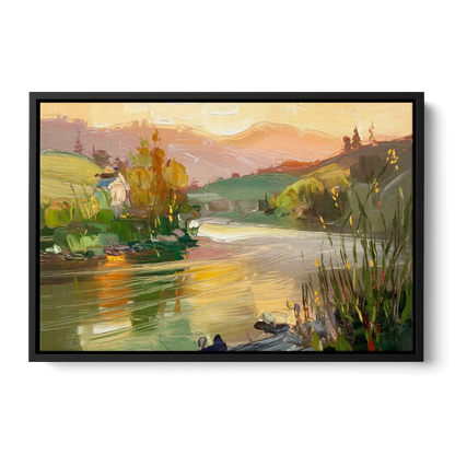 Ashland Riverfront Scene - Black Frame Canvas