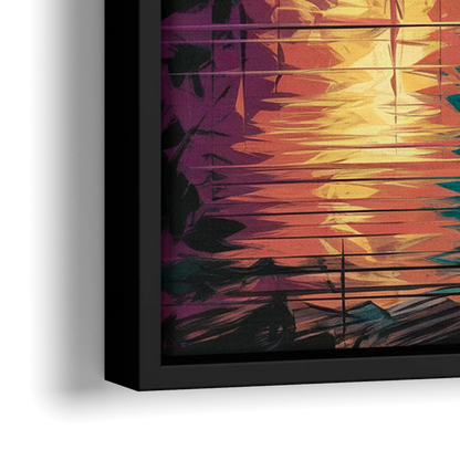 Corpus Christi Downtown Scene - Close-Up Black Frame Canvas