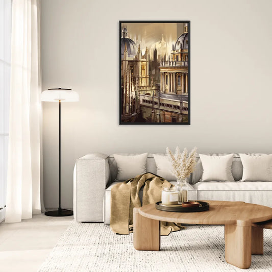 Oxford College Architecture - Living Room Black Frame Canvas