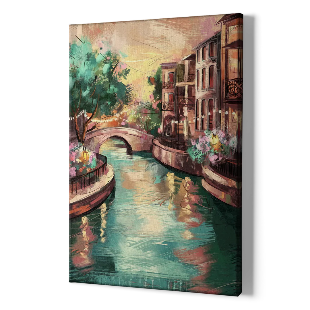 San Antonio Scenic Riverwalk - Canvas Print Art Sides