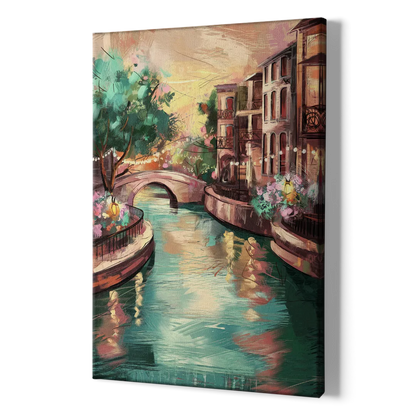 San Antonio Scenic Riverwalk - Canvas Print Art Sides