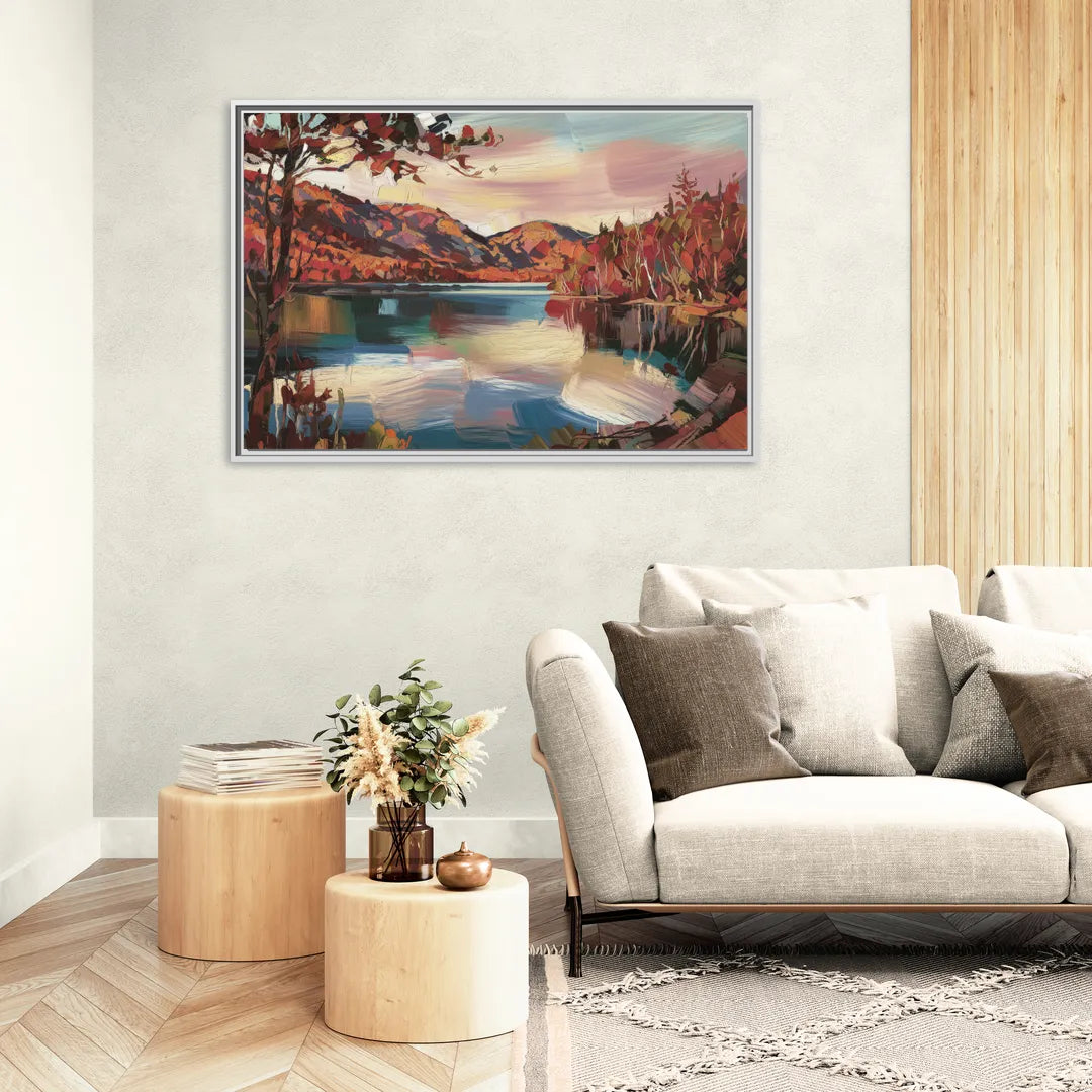 Lake Placid Adirondack Serenity - Living Room White Frame Canvas