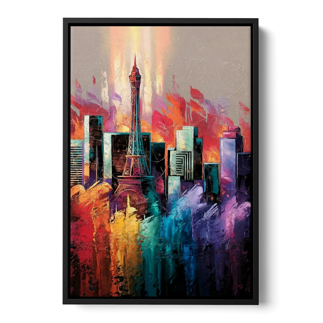 Las Vegas City Skyline - Black Frame Canvas