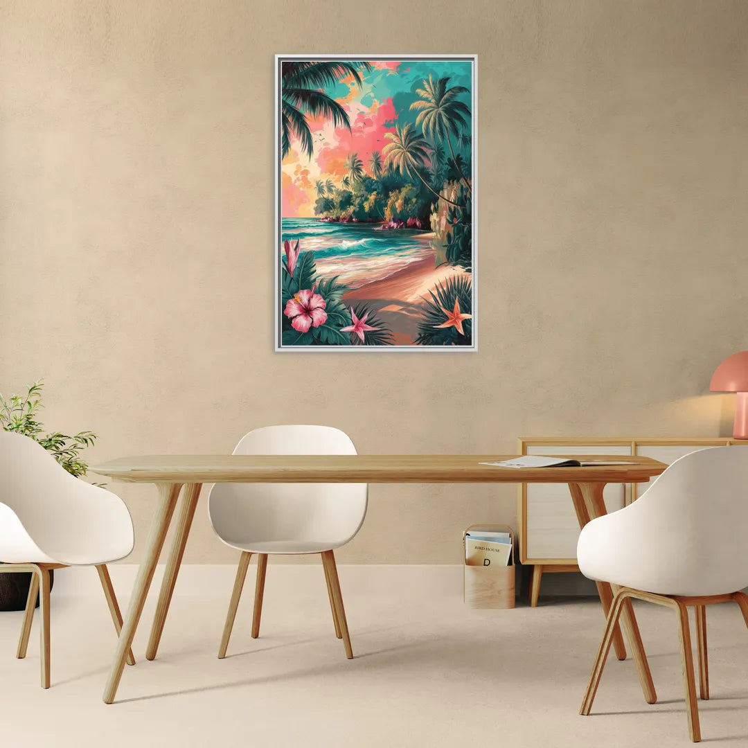 Key West Island Vibes - Living Room White Frame Canvas