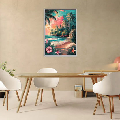Key West Island Vibes - Living Room White Frame Canvas