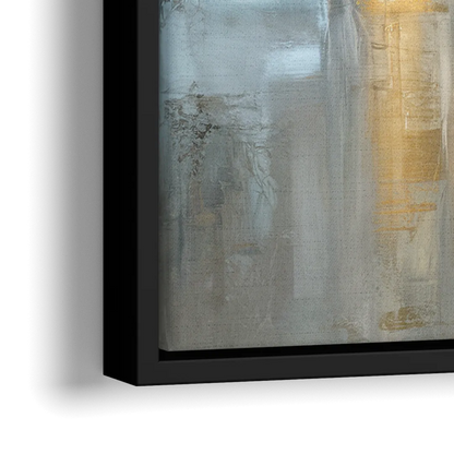 Buffalo Skyline in Winter - Close-Up Black Frame Canvas