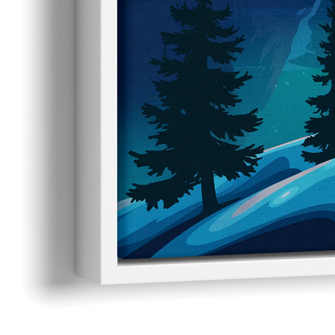 Aurora Night Horizon - Close-Up White Frame Canvas