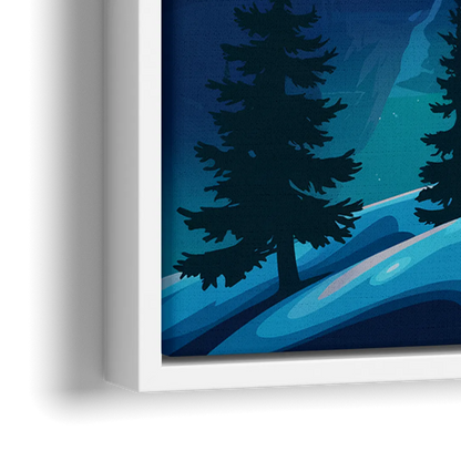 Aurora Night Horizon - Close-Up White Frame Canvas