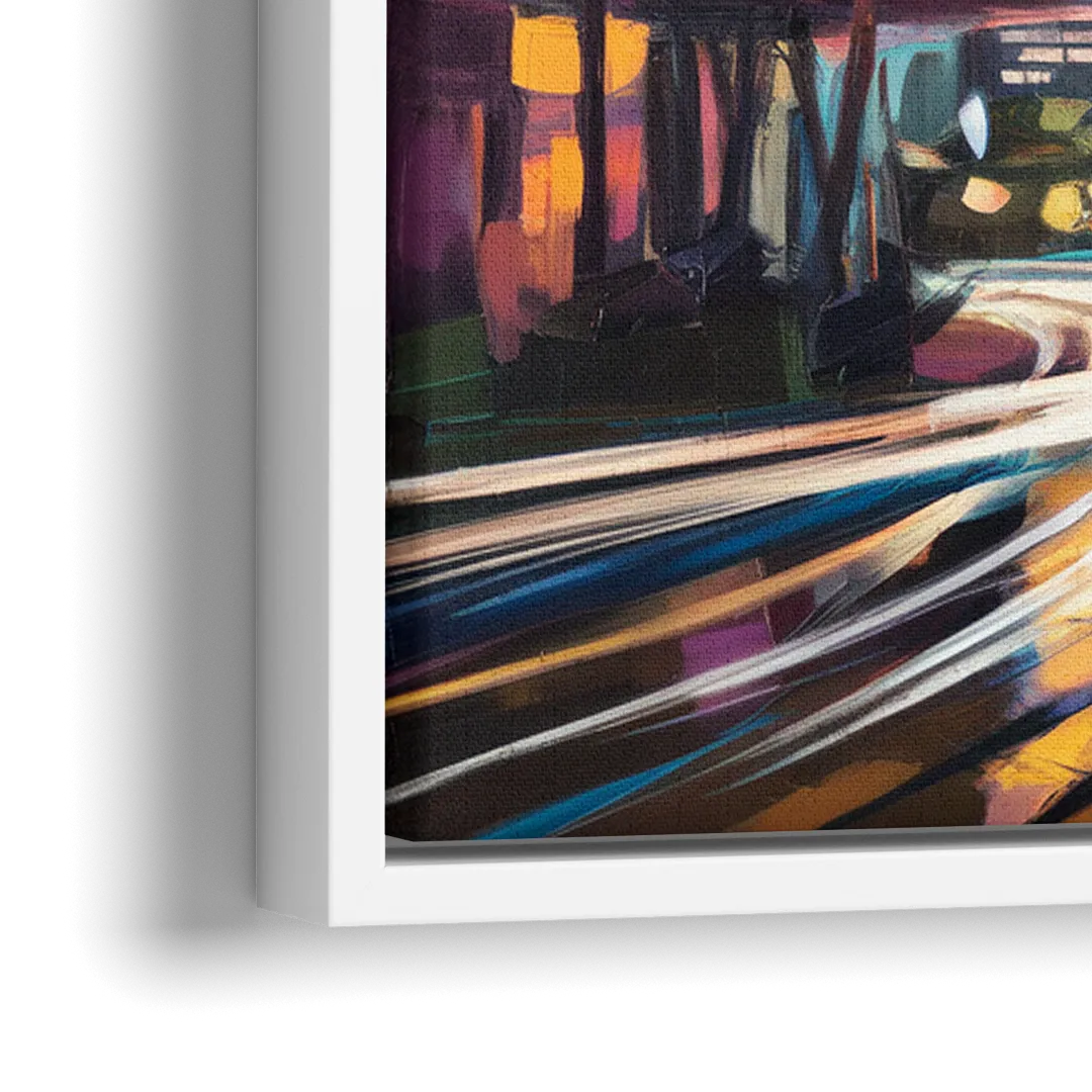 Anaheim Downtown Glow - Close-Up White Frame Canvas