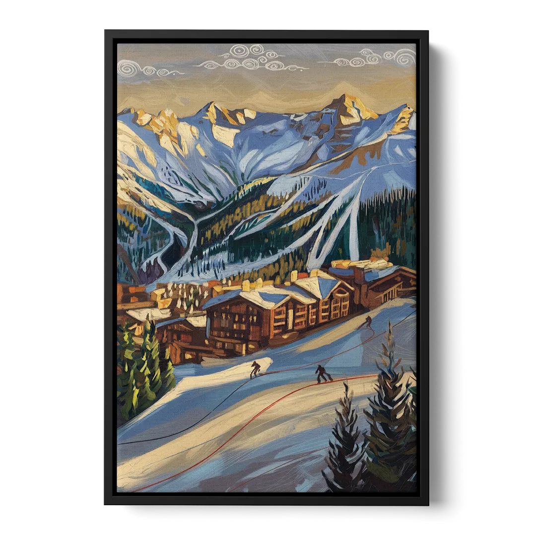 Breckenridge Ski Resort Panorama - Black Frame Canvas
