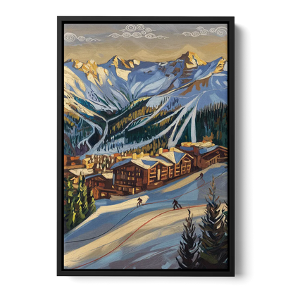Breckenridge Ski Resort Panorama - Black Frame Canvas