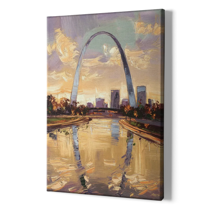 St. Louis Gateway Arch Reflection - Canvas Print Art Sides
