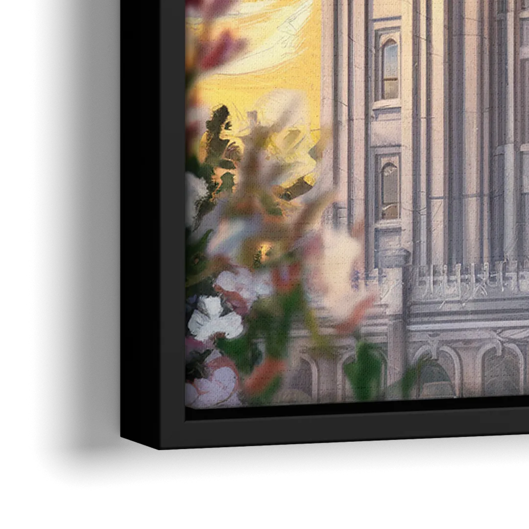 Salt Lake City Temple Square - Close-Up Black Frame Canvas