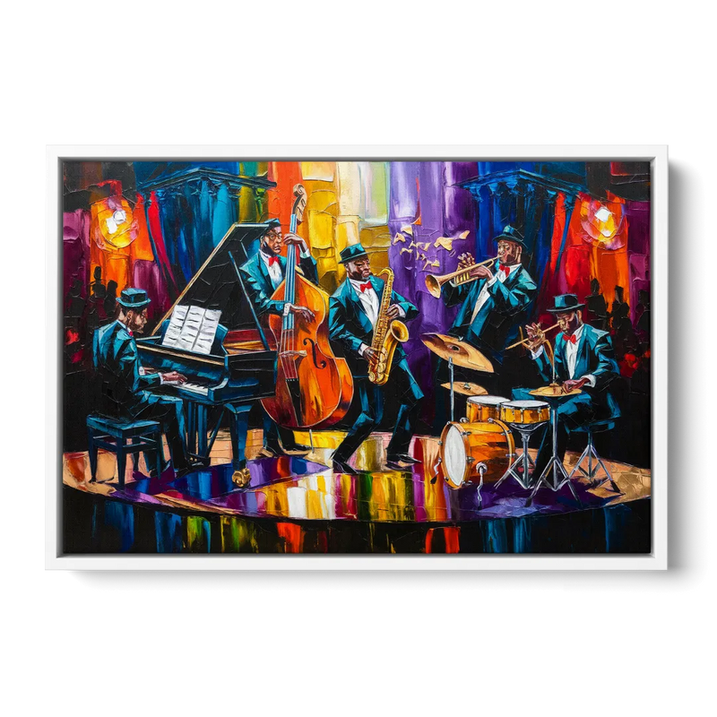 New Orleans Jazz Musicians - White Frame Canvas