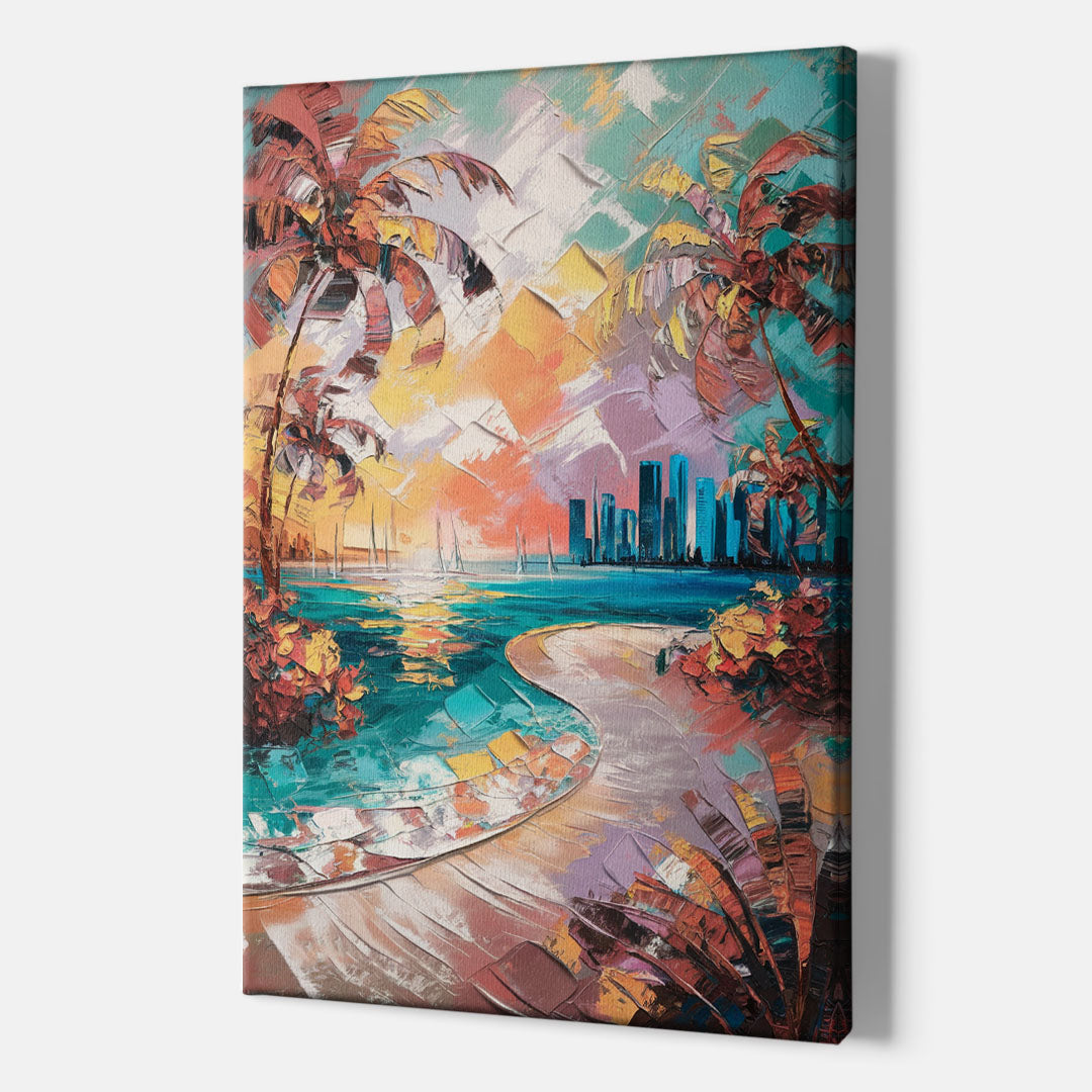 Miami Tropical Paradise - Canvas Wall Art Indoor
